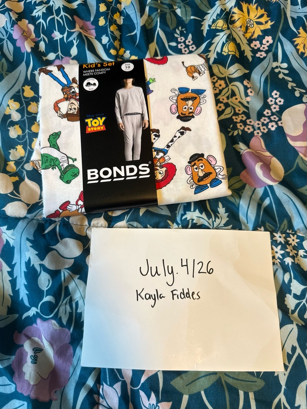 Bonds White Kids Pajama Set with Colorful Toy Story Characters